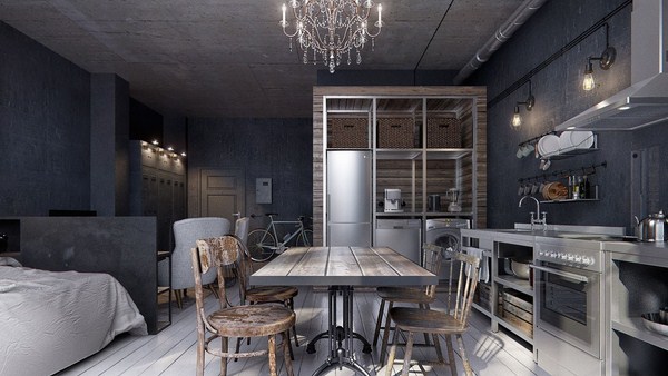 Intérieur moderne dans le style loft: style loft à l'intérieur de l'appartement, idées de photos