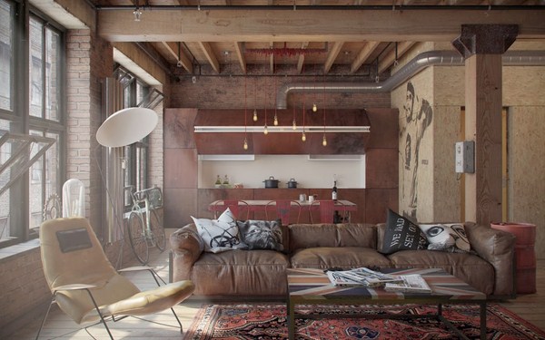 Intérieur moderne dans le style loft: style loft à l'intérieur de l'appartement, idées de photos