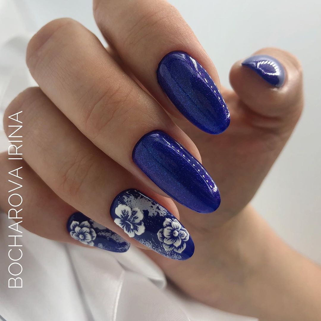 Manucure bleue élégante 2025-2026: idées, nouvelles, tendances - photo